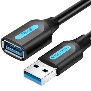 CABLE USB3.0 MALE TO FEMALE/0.5M BLACK CBHBD VENTION
