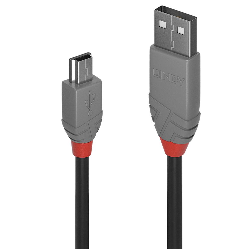CABLE USB2 A TO MINI-B 0.2M/ANTHRA 36720 LINDY - Pilt 3