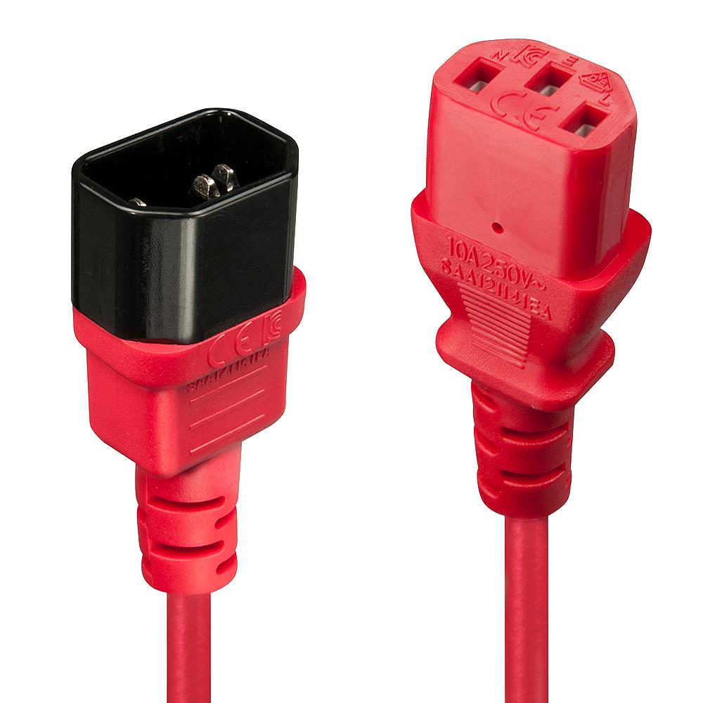 CABLE POWER IEC EXTENSION 0.5M/RED 30476 LINDY - Image 3