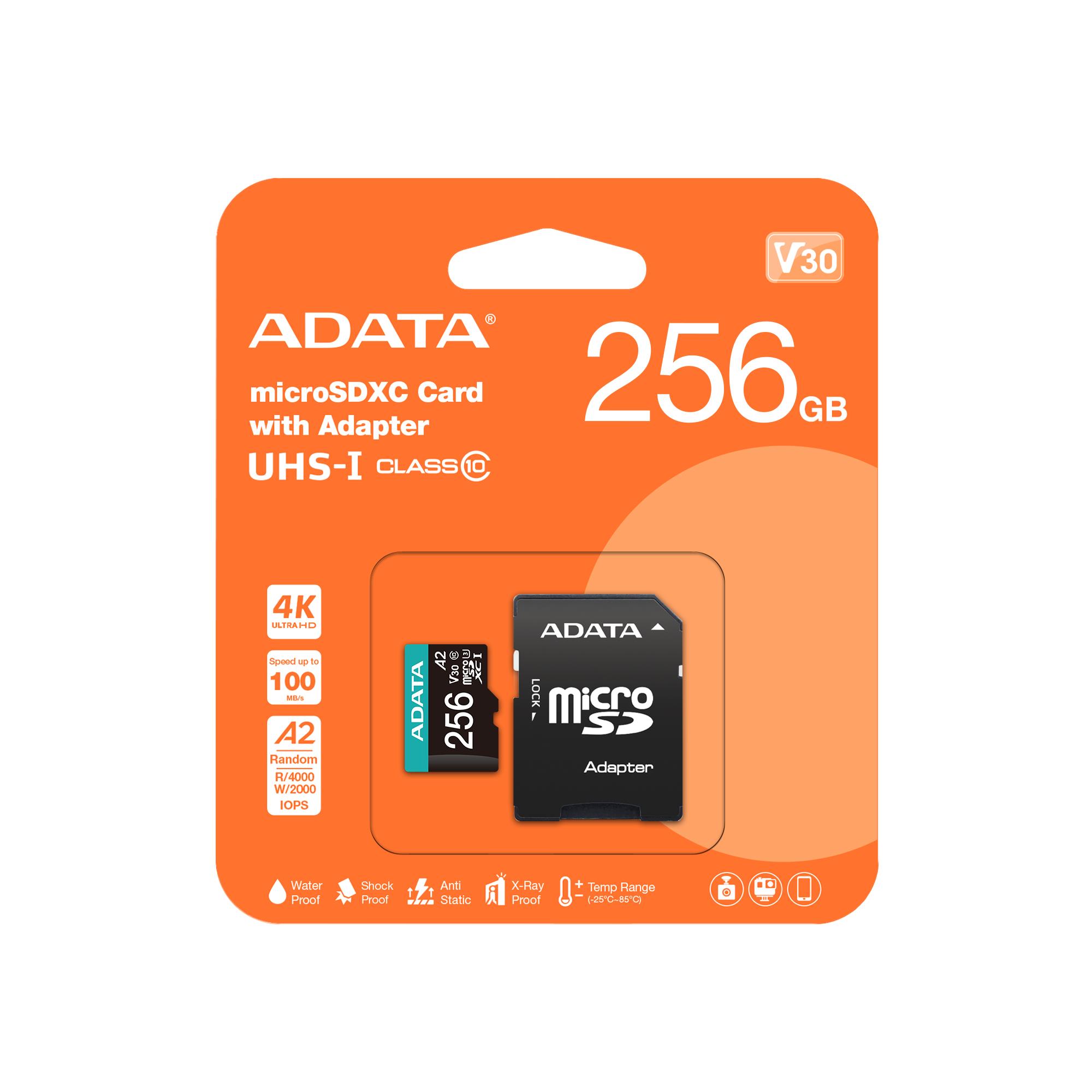 MEMORY MICRO SDXC 256GB W/AD./AUSDX256GUI3V30SA2-RA1 ADATA - Pilt 3