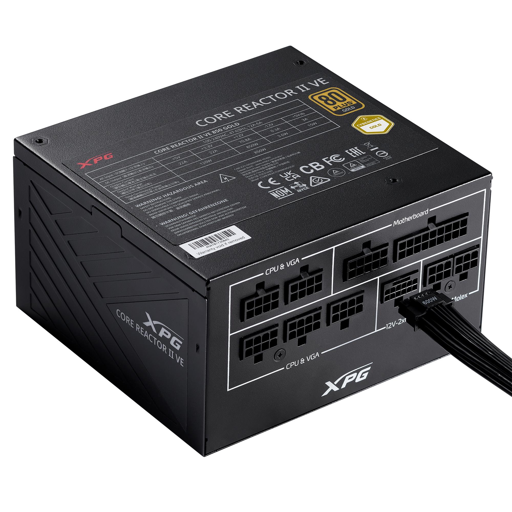Power Supply|ADATA|CORE REACTOR II VE|ATX 3.1|750 Watts|Efficiency 80 PLUS GOLD|PFC Active|MTBF 100000 hours|COREREACTORIIVE750G-BKCEU