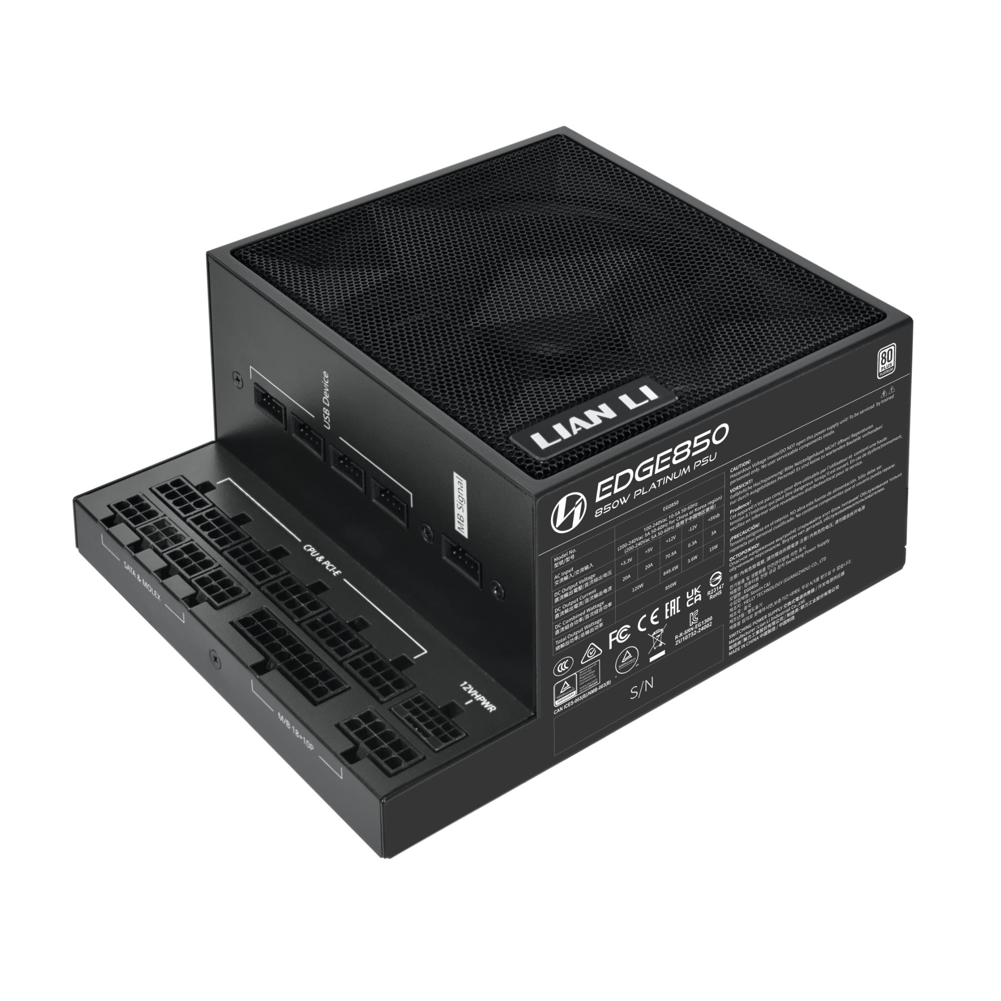 Power Supply|LIAN LI|EDGE850|850 Watts|Efficiency 80 PLUS PLATINIUM|PFC Active|G9P.EG0850.BE00.EU — изображение 3