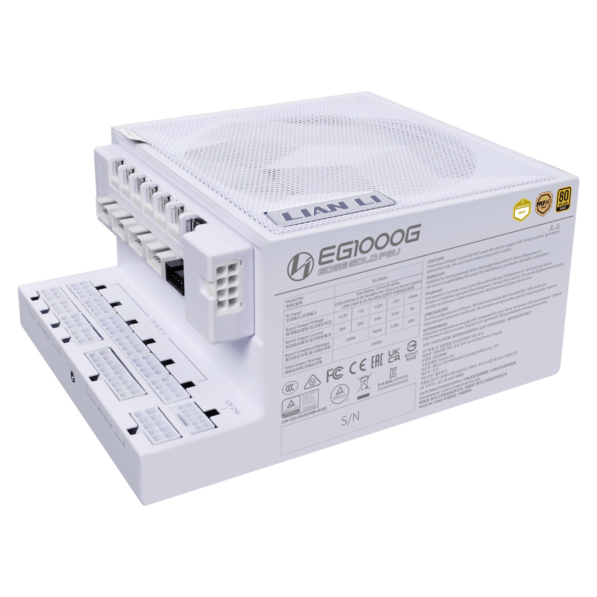 Power Supply|LIAN LI|EDGE GOLD 1000|1000 Watts|Efficiency 80 PLUS GOLD|PFC Active|G9P.EG1000G.WH00.EU — изображение 3