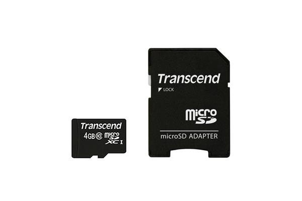 MEMORY MICRO SDHC 4GB W/ADAPT/CLASS10 TS4GUSDHC10 TRANSCEND