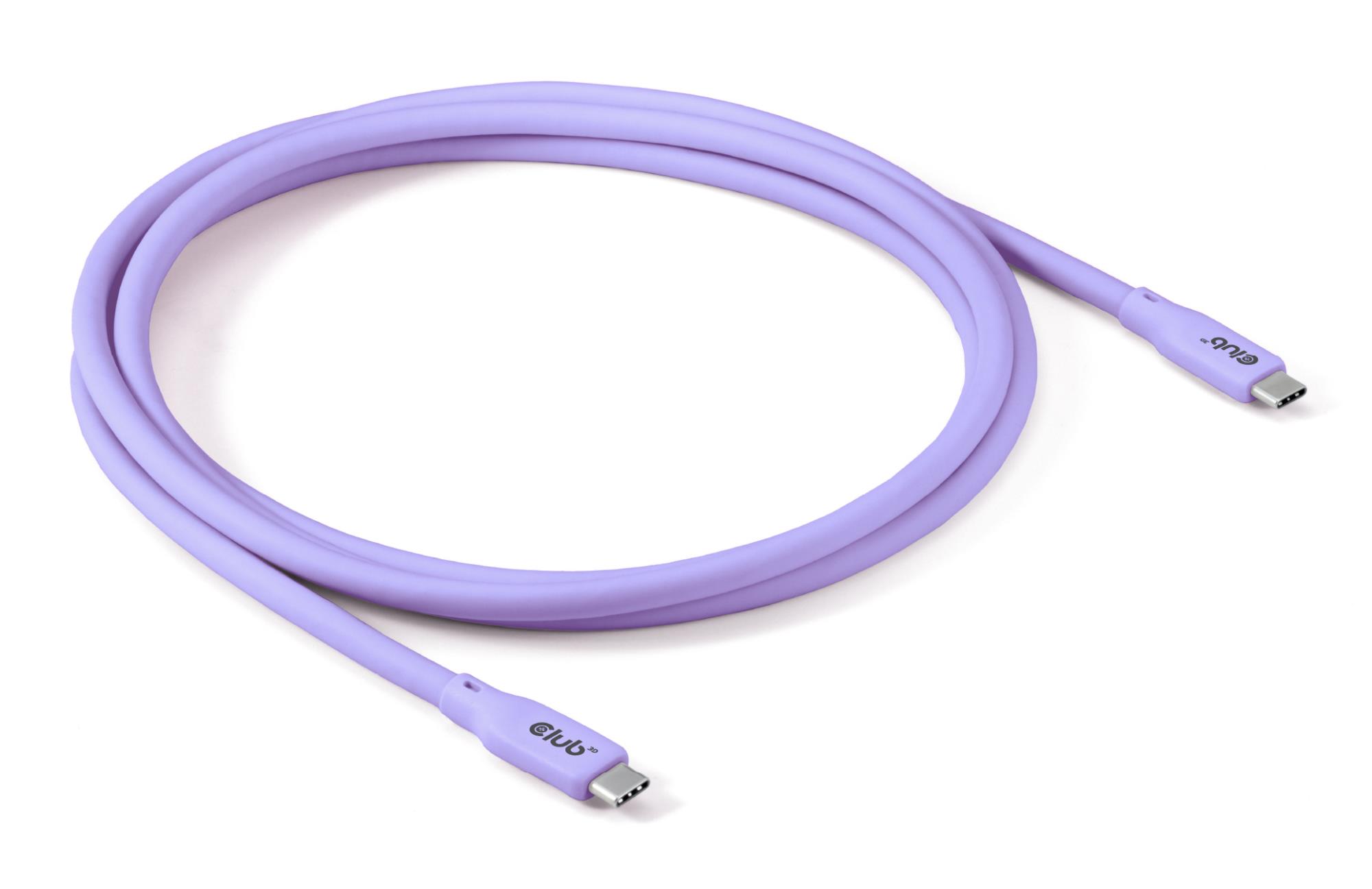 CABLE USB-C TO USB-C 2M/M/M PURPLE CAC-3004 CLUB3D - Image 3