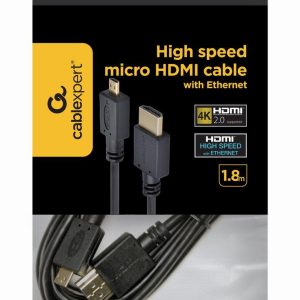 CABLE HDMI-MICRO HDMI 1.8M/V.2.0 BLK CC-HDMID-6 GEMBIRD