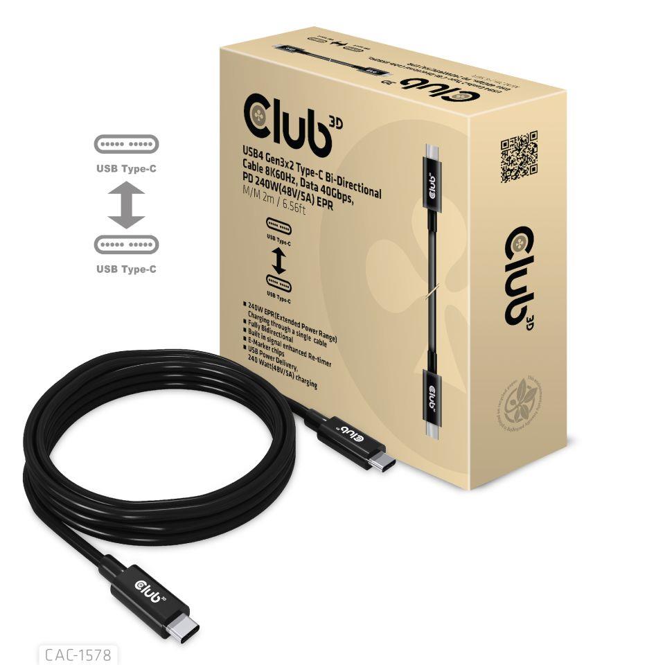CABLE USB-C BI-DIRECTIONAL 2M/M/M CAC-1578 CLUB3D - Pilt 3