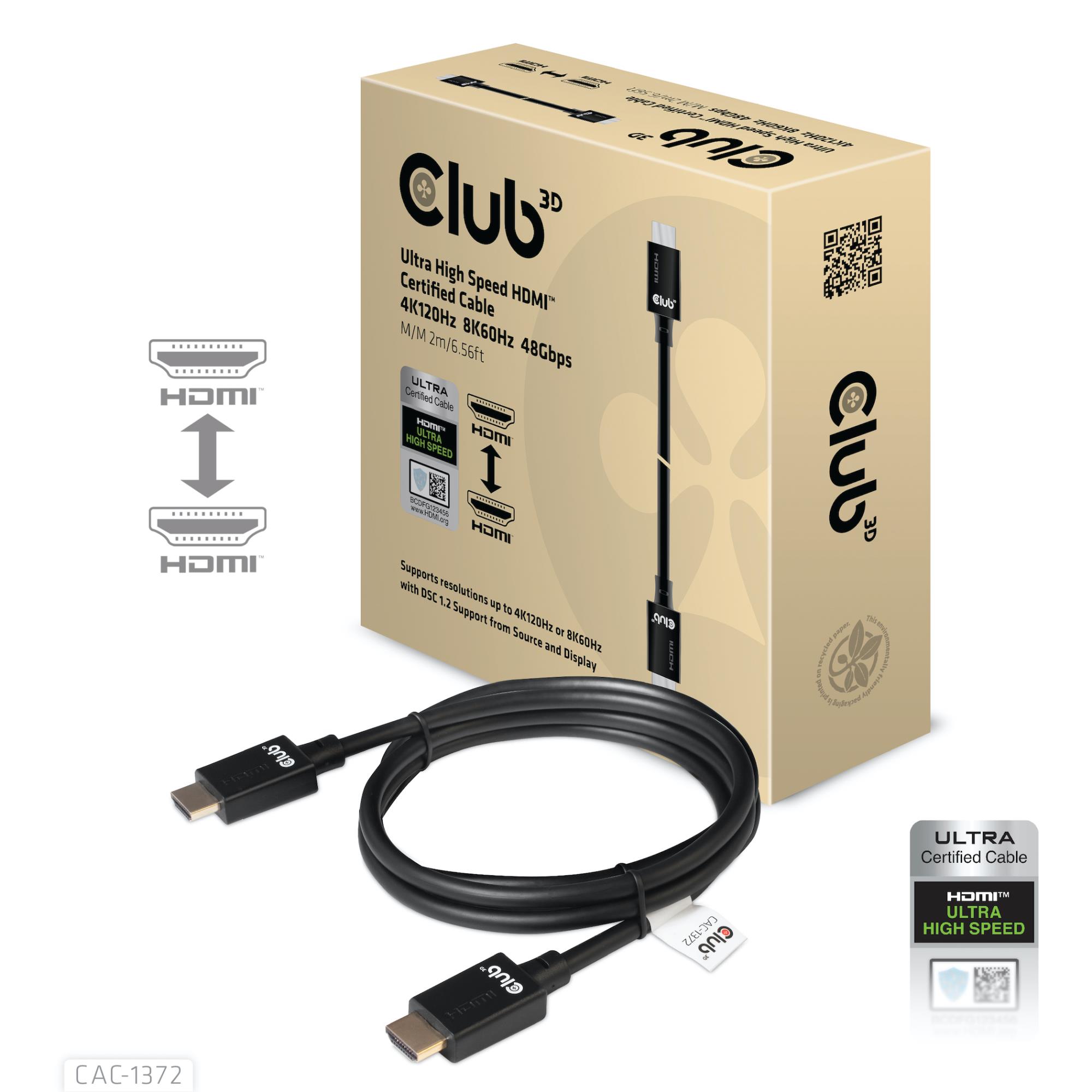 CABLE HDMI TO HDMI 2M/M/M CAC-1372 CLUB3D — изображение 5