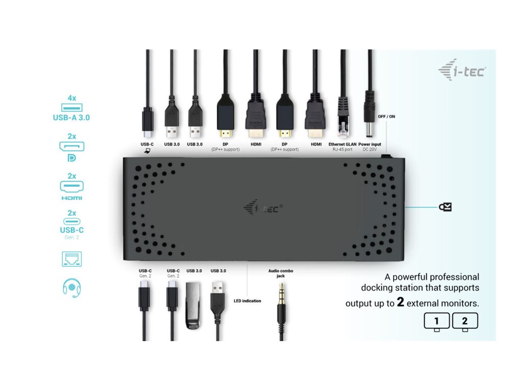 I-TEC USB3.0/USB-C/Thunderbolt DualDS+PD - Image 2