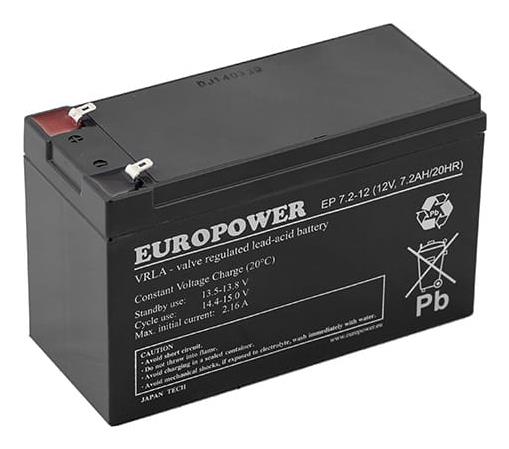 BATTERY 12V 7.2AH VRLA/EP7.2-12 T2 EUROPOWER EMU - Pilt 3