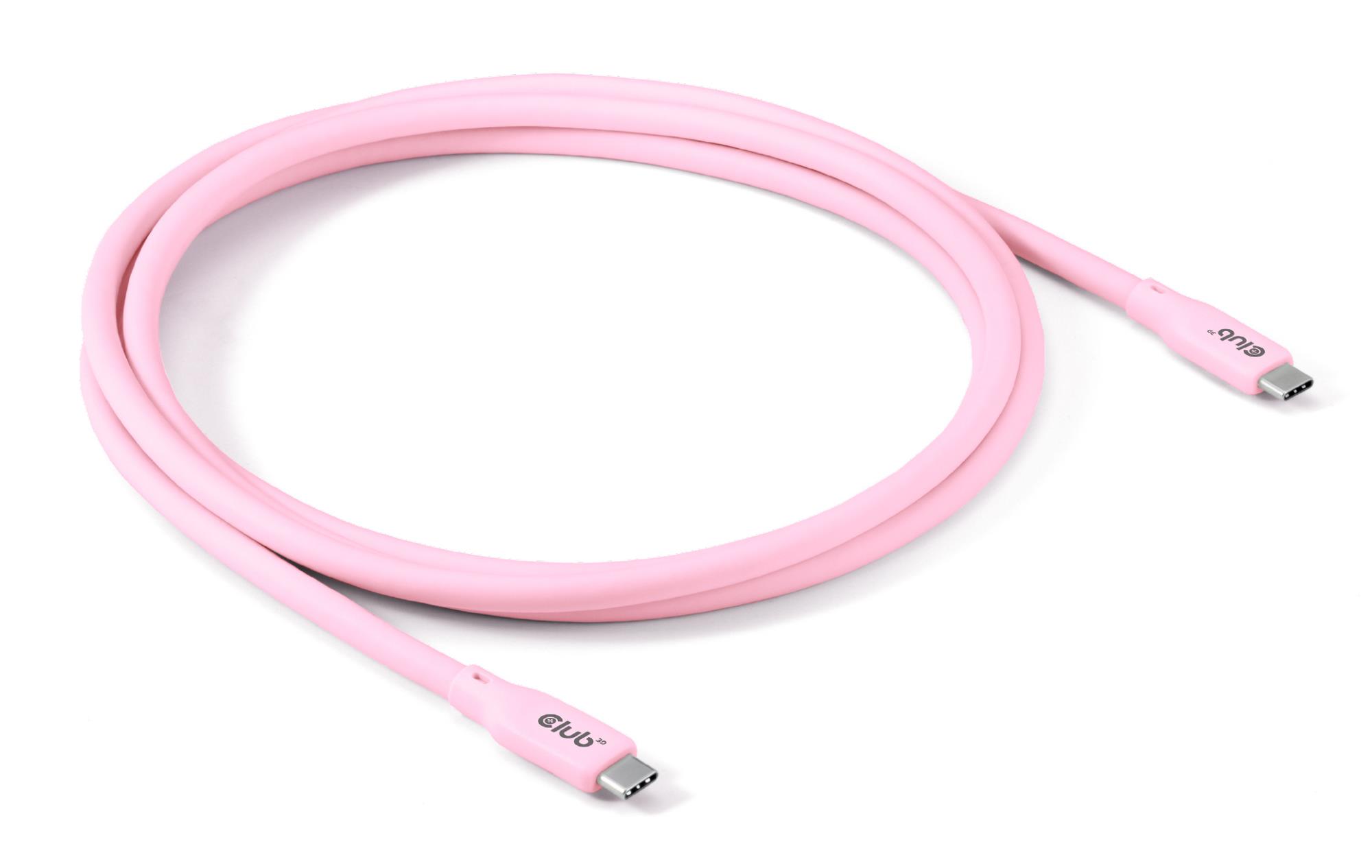 CABLE USB-C TO USB-C 2M/M/M PINK CAC-3002 CLUB3D - Pilt 3