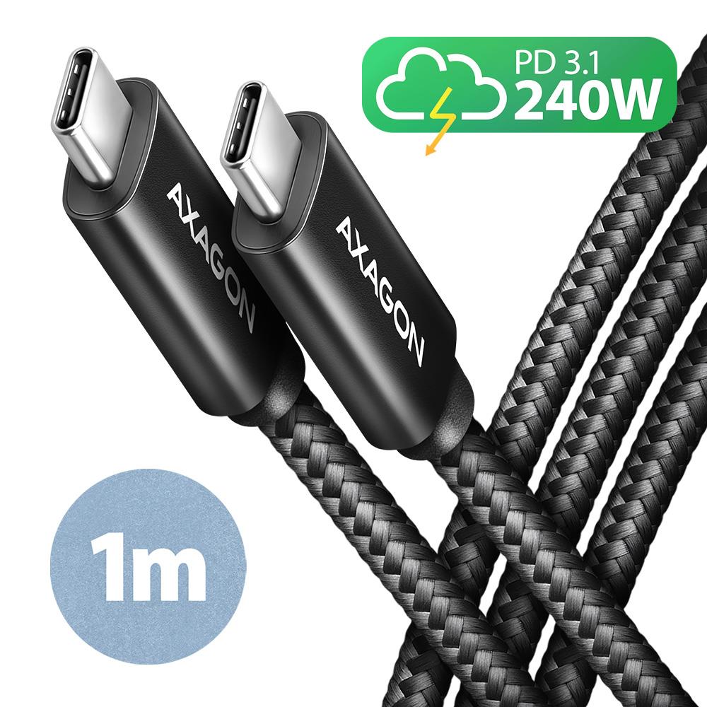CABLE USB-C TO USB-C 1M 240W/BRAID BLK BUCM2-CM10AB AXAGON - Image 3