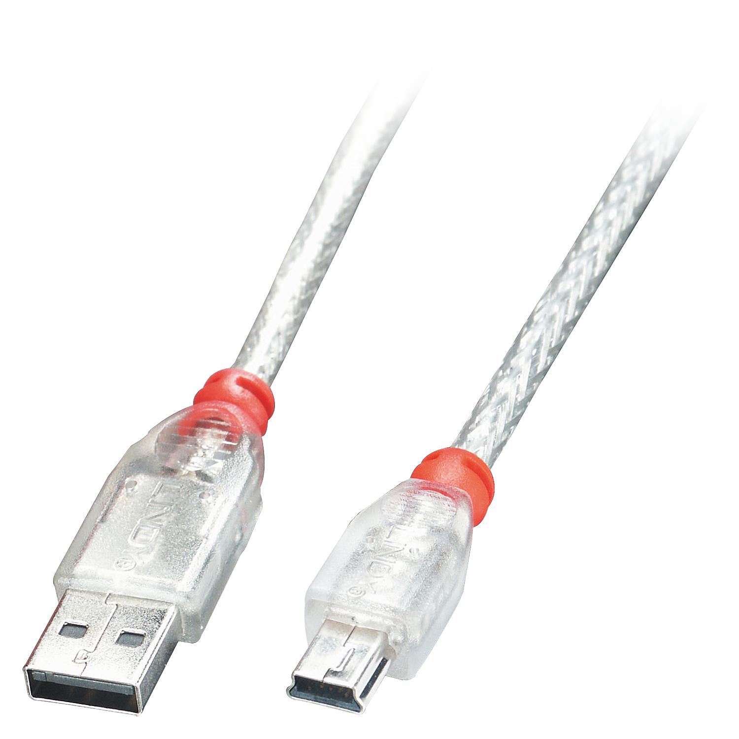 CABLE USB2 A TO MINI-B 0.5M/TRANSPARENT 41781 LINDY - Pilt 3