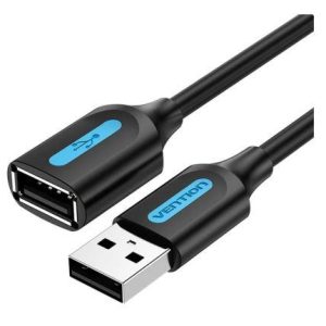 CABLE USB2.0 MALE TO FEMALE/2M BLACK CBIBH VENTION