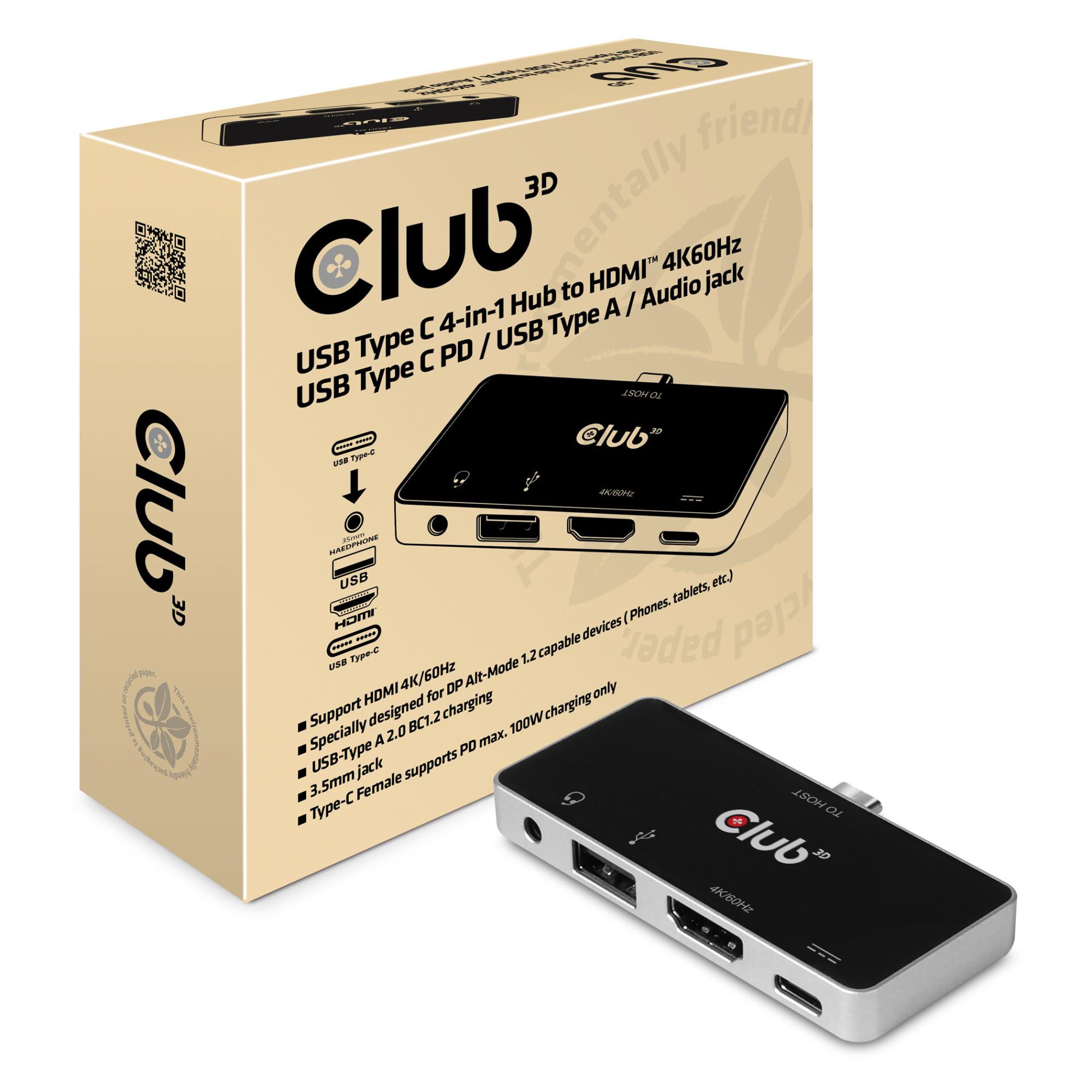 I/O HUB 4IN1 USB-C TO HDMI/100W CSV-1591 CLUB3D - Pilt 3
