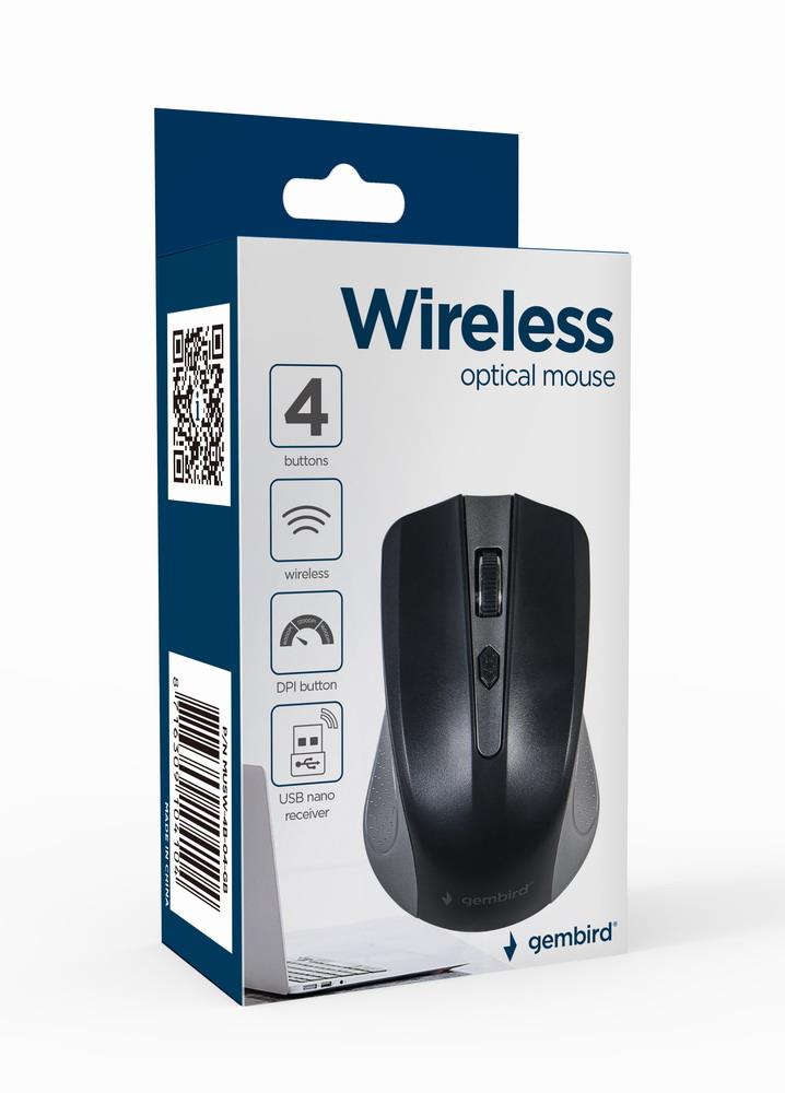 MOUSE USB OPTICAL WRL GREY/BLACK MUSW-4B-04-GB GEMBIRD