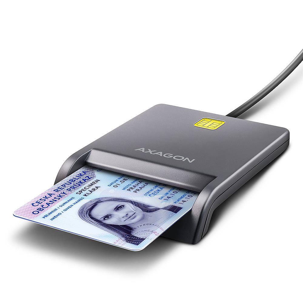 CARD READER FLAT SMARTCARD/ID/USB2.0 1.3M CRE-SM3T AXAGON - Pilt 7