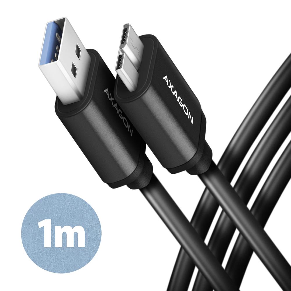 CABLE USB3.2 TO MICRO-B 1M/SPEED BLK BUMM3-AM10AB AXAGON — изображение 3