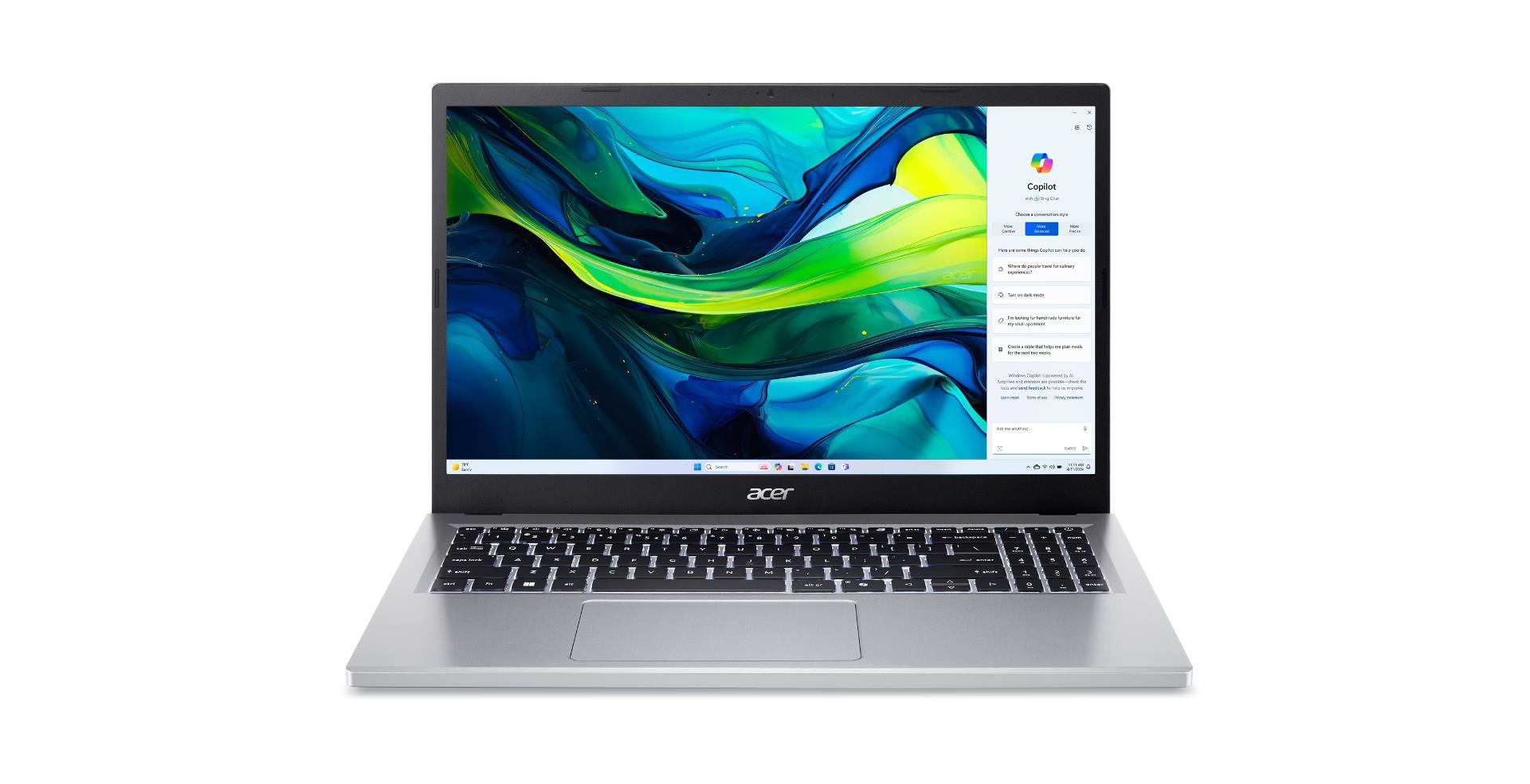 Notebook|ACER|Aspire|Go 15|AG15-32P-C0LZ|CPU Intel N-Series|N150|800 MHz|15.6"|1920x1080|RAM 16GB|DDR5|SSD 512GB|Integrated|ENG|Windows 11 Home|Pure Silver|1.73 kg|NX.J46EL.004