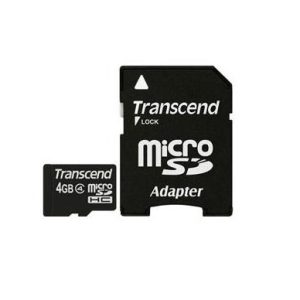 MEMORY MICRO SDHC 4GB W/ADAPT/CLASS4 TS4GUSDHC4 TRANSCEND