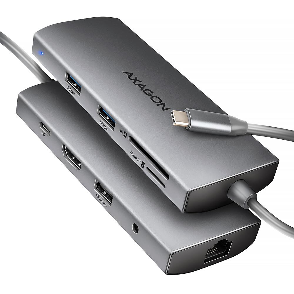 I/O HUB USB-C 9IN1 5GBPS/0.2M HMC-8HLSA AXAGON - Pilt 3