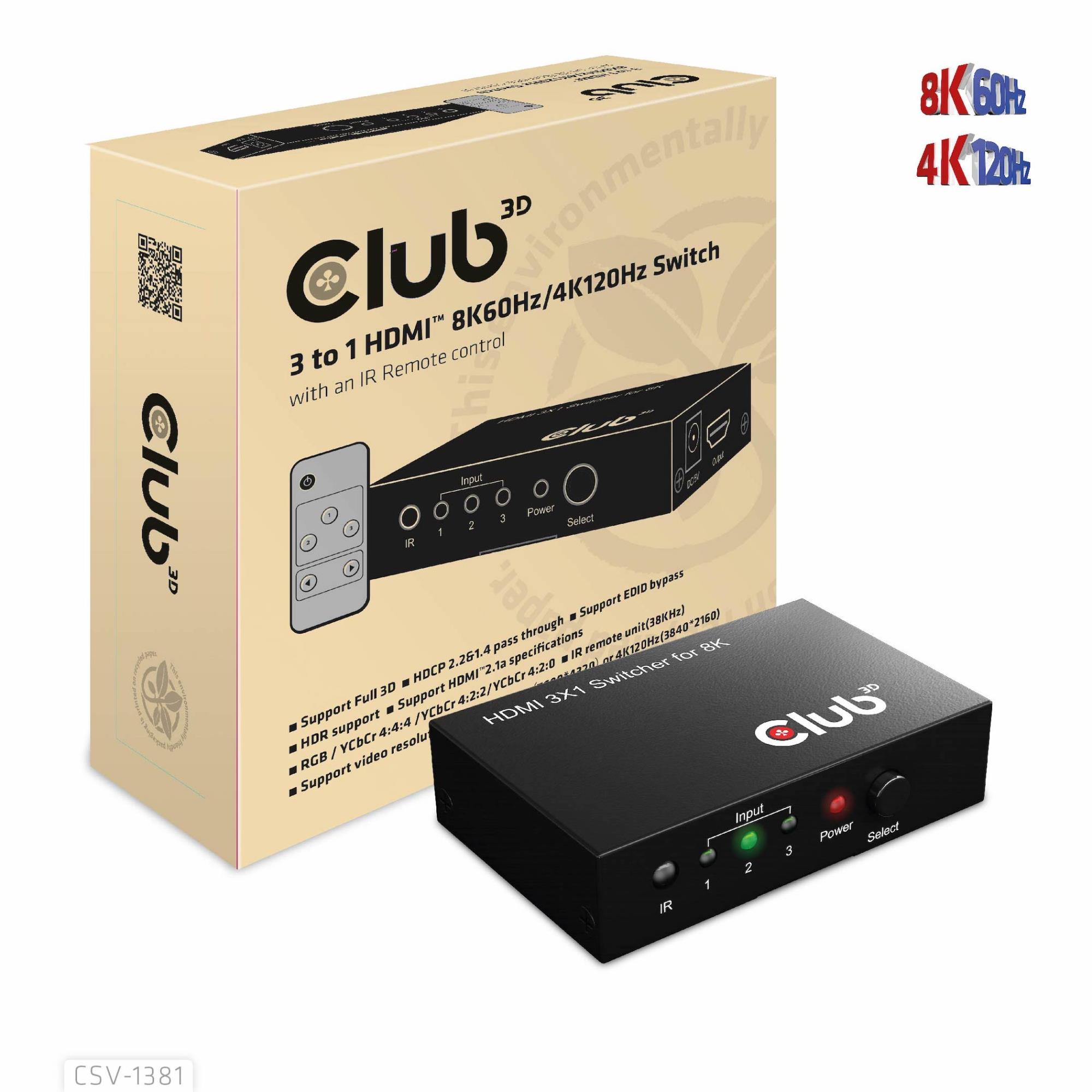 VIDEO SWITCH HDMI 3PORT/CSV-1381 CLUB3D - Image 3