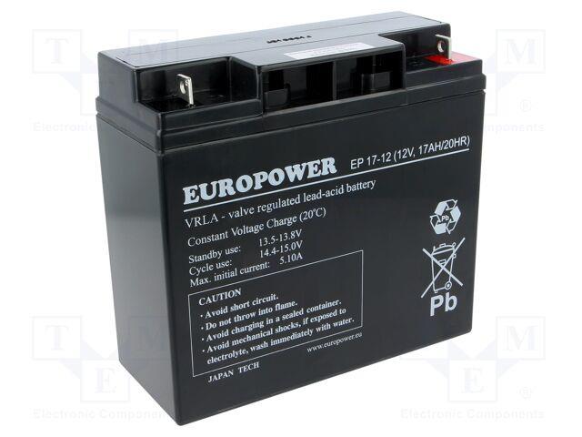 BATTERY 12V 17AH VRLA/EP17-12 EUROPOWER EMU - Pilt 5
