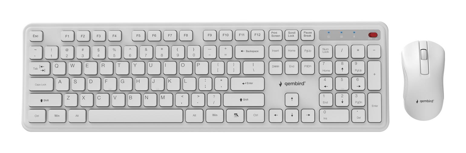 KEYBOARD +MOUSE WRL ENG/WH KBS-WPS-01-W GEMBIRD